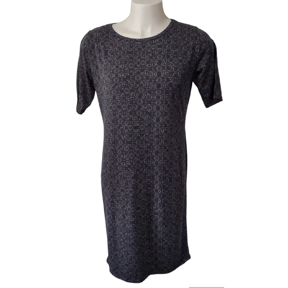 LuLaRoe Dress Women's Adult Size  2XLarge 3/4 Sleeve Black with Geometric Design